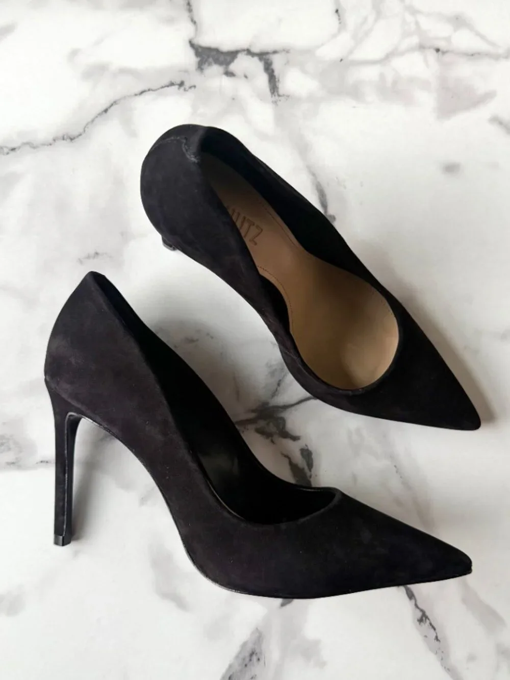 SCHUTZ Lou High Stiletto Pumps in Black Nubuck Size 8.5